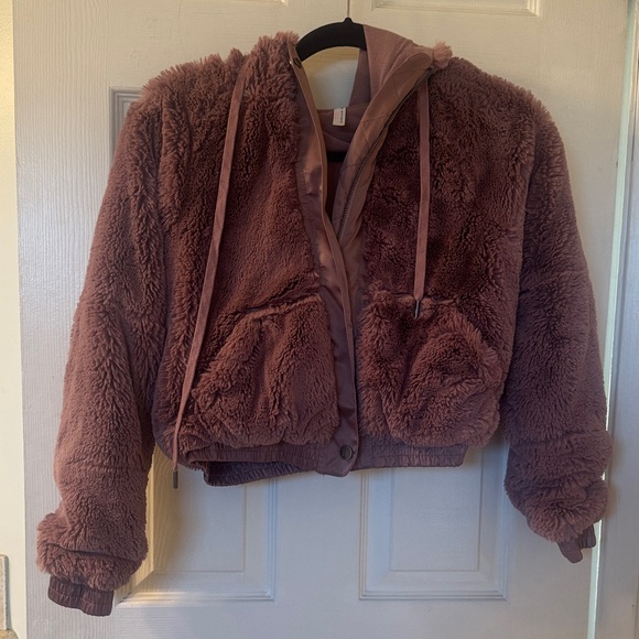 Cozy Brown Fleece Jacket with Hood - Picture 1 of 6